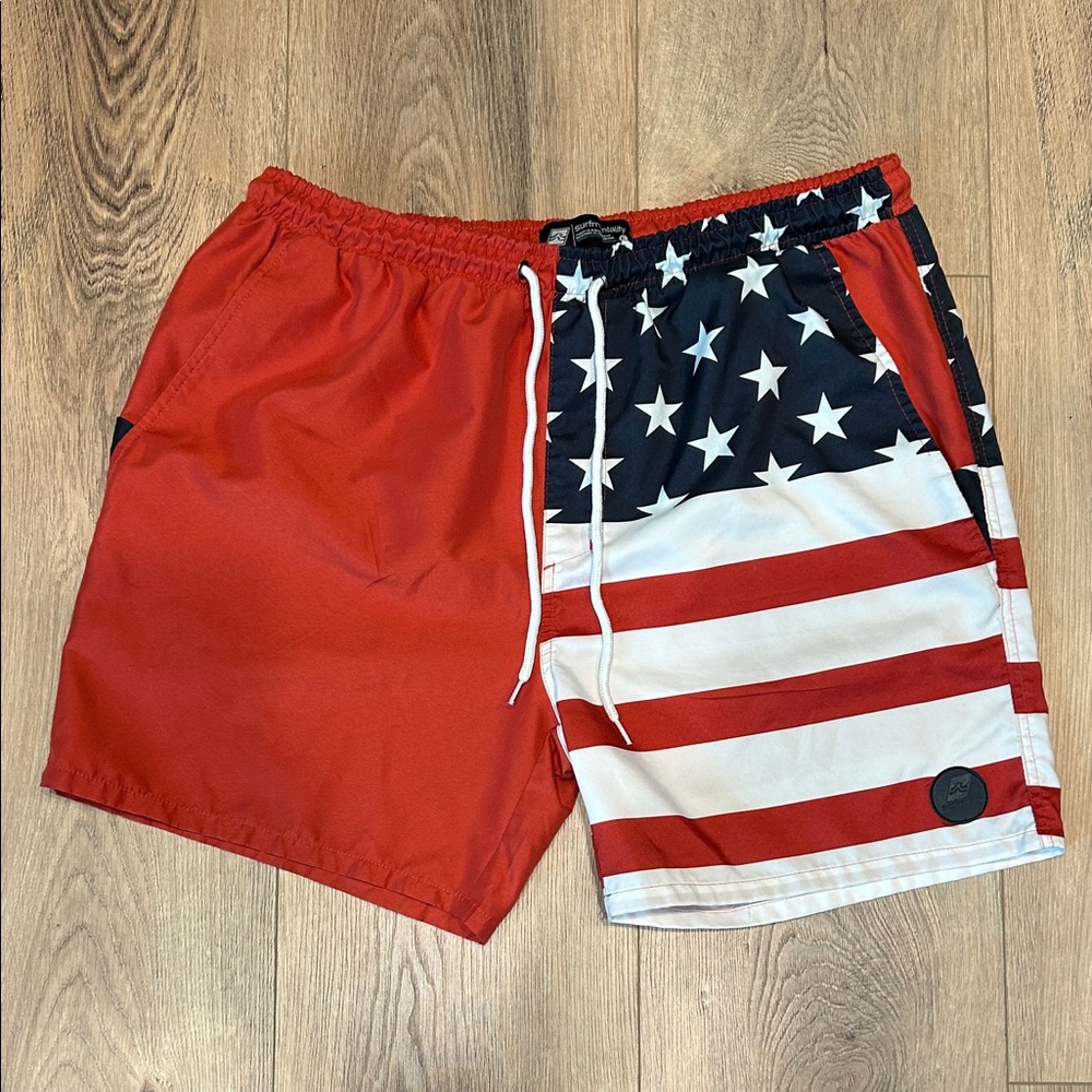 Patriotic Men's Swim Trunks - Red, White, and Blue